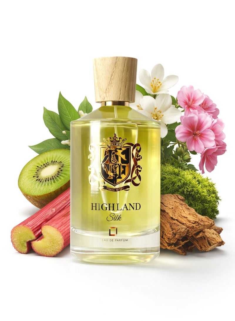 Linea De Bella Highland Silk Eau De Parfum for Women 100ml – Fresh Fruity Floral Scent with Kiwi, Jasmine, Geranium, Sandalwood & Moss - Image 1